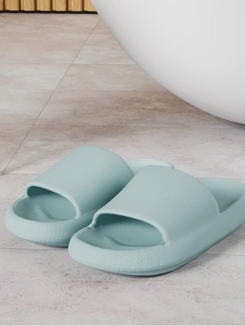 Joomra Seafoam Blue Slide Bath Slippers - Comfort Foam Slides